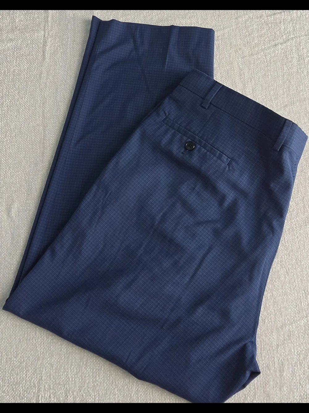 Ralph Lauren Classic Fit Dress Pants 42x30 Blue Check Flat Front Stretch Mens